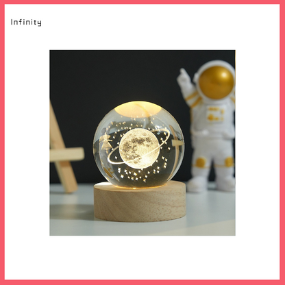 Illuminated Solar System Crystal Ball Night Light Desk Ornament - Glass Ball Decor, Birthday Gift, Graduation Gift for Her