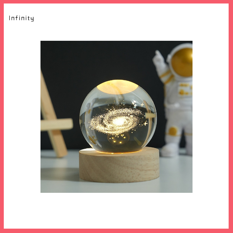 Illuminated Solar System Crystal Ball Night Light Desk Ornament - Glass Ball Decor, Birthday Gift, Graduation Gift for Her